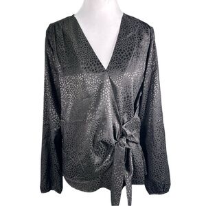 White House Black Market Black Patterned Blouse M